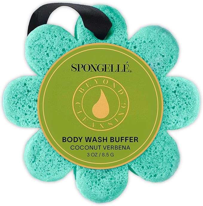 Spongellé Freesia Pear Wild Flower Bath Sponge | Built-in Body Wash & Body Scrubber, Shower Loofah Sponge for Women | 14+ uses
