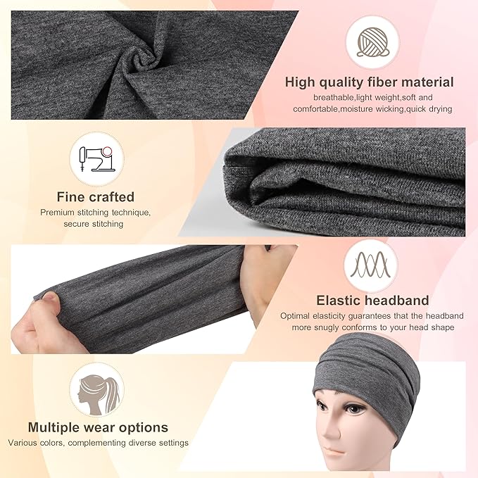 DiyJibb Headbands for Women, 7PCS Wide Cloth Hair Bands for Workout, Yoga, Skincare & Daily Wear, Soft & Stretchy