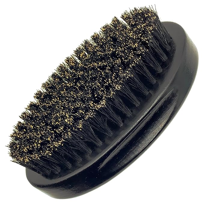 BilaliyMil 4.3 IN Natural Boar Bristle Beard Brush for Men, Premium Wooden Handle with Boar Bristles - Pocket Travel Mustache Grooming Tool for Husband & Father