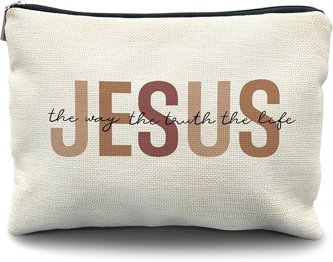 Likjad Bible Gift Makeup Bag for Women, Christian Jesus Cosmetic Pouch, Jesus Gifts for Women, Faith Based Gifts Zipper Pouch