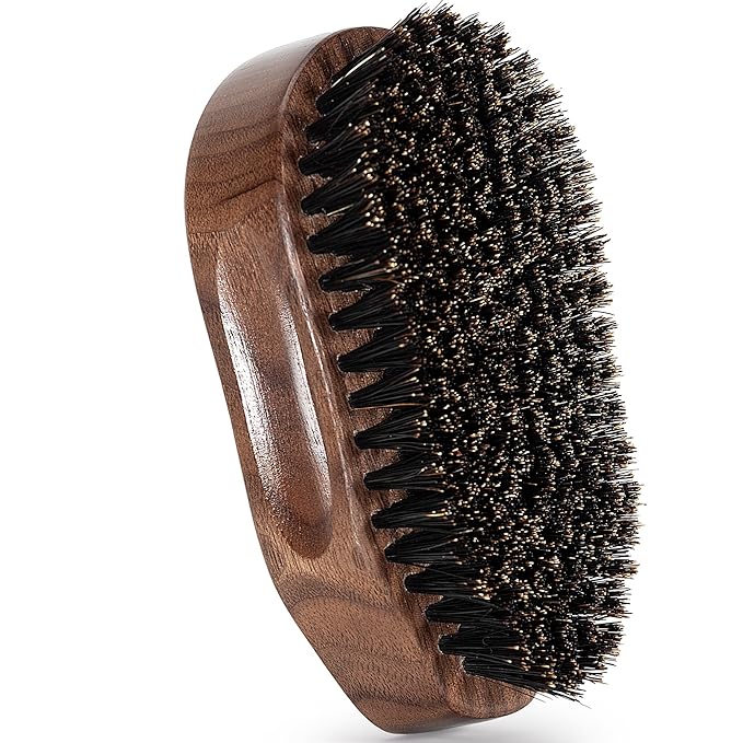 GROOMAGE Beard Brush for Men，4.2 in Boar Bristle Beard Brush & Hair Brush