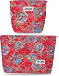 BOCGRPU 2 PCS Makeup Pouch Small Cute Japanese Style Cosmetic Bag for Women，Cotton Toiletry Bag Pouch for Purse，Gilding Craft Makeup Bag with Zipper（Red）