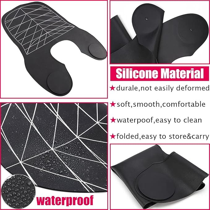 XDONEF Hair Cutting Guide Collar Silicone Waterproof Cutting Cape for Hair Stylist Hair Cutting Mat for Shoulders Hair Cut Mat with Guidelines Weighted Neck Wrap for Salon Home Large
