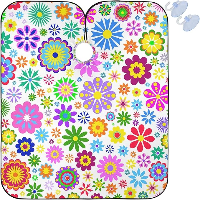 visesunny Barber Cape Colored Little Flower Polyester Hair Cutting Salon Cape Apron Anti-Static Haircut Water-Resistant Shaving Cloth Beard Shaving Bib Hairdressing Cape