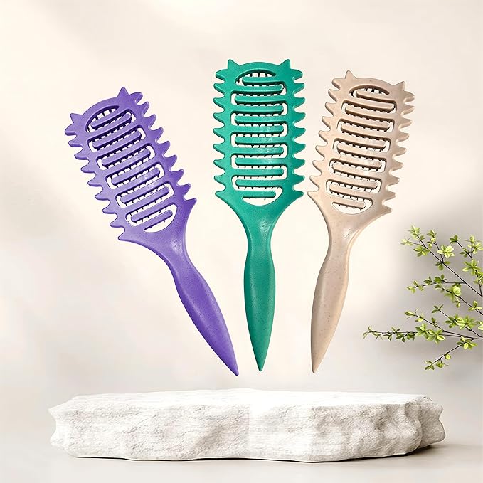 New Curly Hair Brush Ventilated Boar Bristle Hair Brush,Curl Defining Brush,For Curly Hair Wet,Curl Defining Brush For Women And Men(Rose Red)