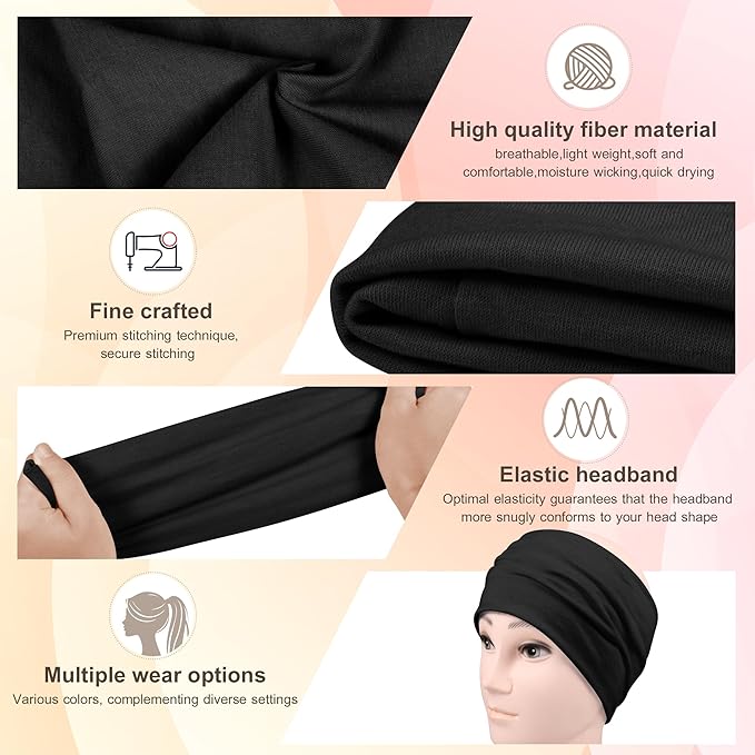 DiyJibb Headbands for Women, 7PCS Wide Cloth Hair Bands for Workout, Yoga, Skincare & Daily Wear, Soft & Stretchy