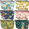 Sweetude 12 Pcs Colorful Flower Makeup Bags Bulk Portable Travel Cosmetic Bags with Zipper Watercolor Floral Waterproof Roomy Travel Toiletry Organizer Storage Pouch for Women Gifts
