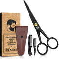 WAJEES Beard & Mustache Scissors –5" Stainless Steel Grooming Kit with Case
