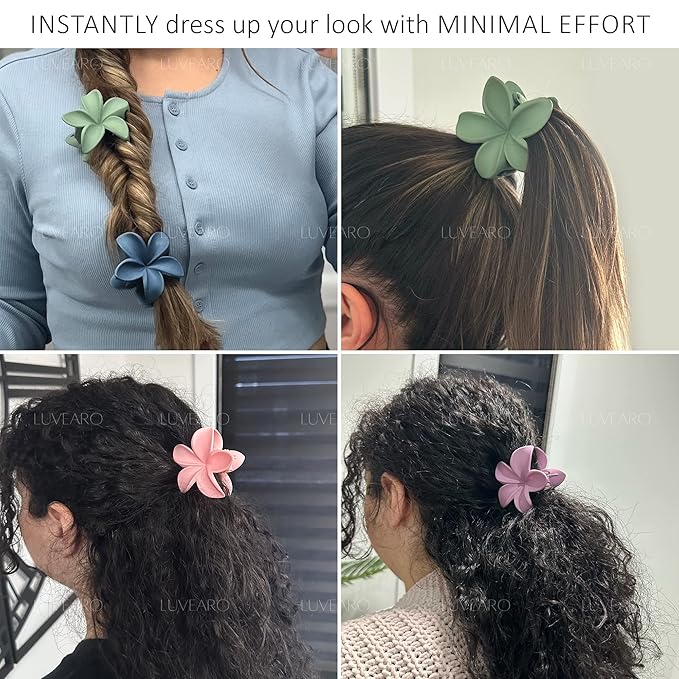 Flower Hair Clips for Women and Girls Thick to Thin Hair Medium Cute Claw Clips Decorative Plumeria Hawaiian Hair Accessories Nonslip Pastel Matte