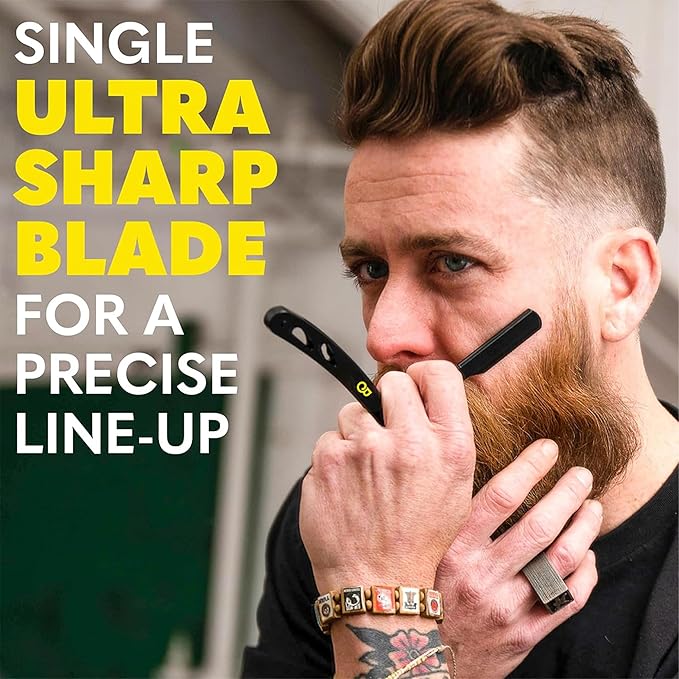 The Beard Club Straight Razor for Men - Navajas Para Barbero - Barber Straight Edge Razor Kit - Premium Single Derby Blade Cutthroat With 5 Replaceable Stainless Steel Blades & Leather Case