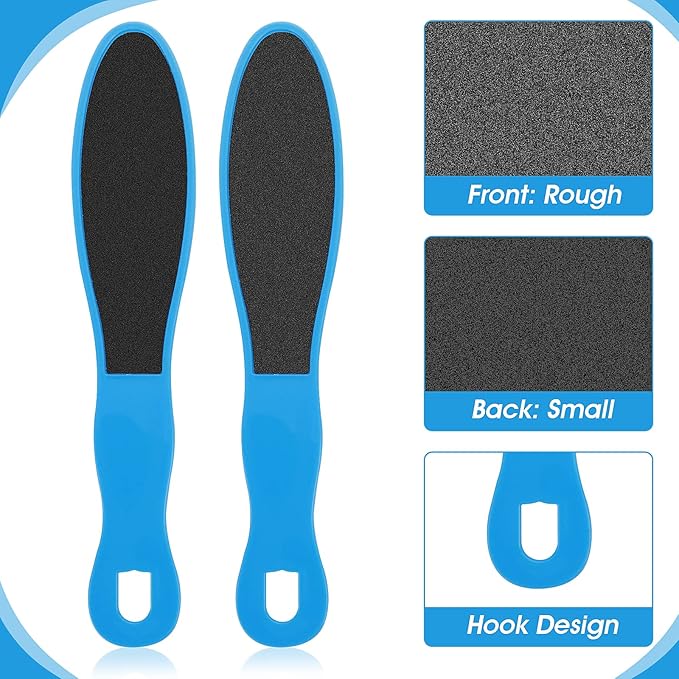 WLLHYF 4 Pieces Double Sided Pedicure Foot File Foot Scraper, Exfoliator Remover Dead Skin Hard Skin Calluses Foot Scrubber Reusable Foot Care Pedicure Tool for Wet and Dry Cracked Feet 2 Sizes