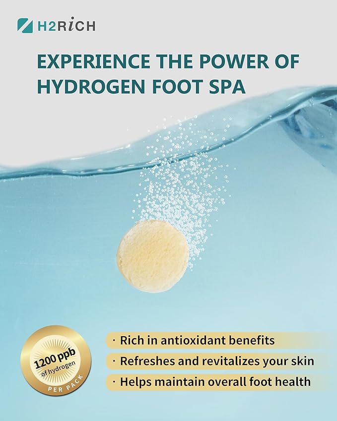 Hydrogen Foot Soak Effervescent Tablets 3 Pack | Ginger & Mugwort Herb Foot Bath, Relaxing Spa Pedicure Care | Improves Circulation, Soothes Tired Feet, Softens Calluses, Controls Odor