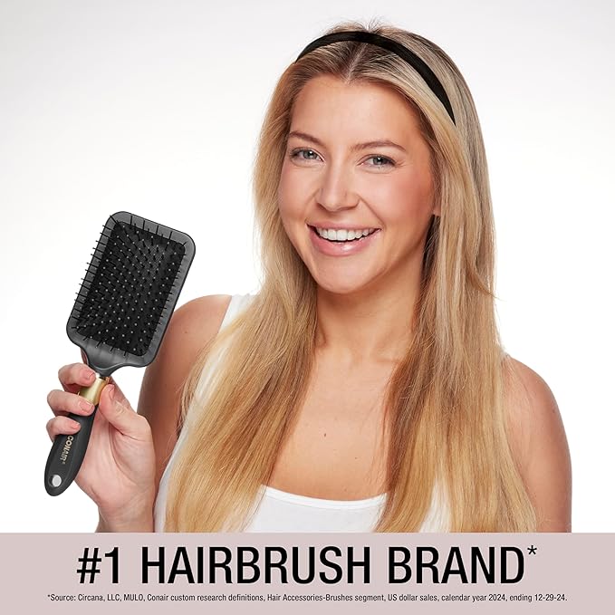 Conair Velvet Touch hairbrush set - Travel hair brush - suitable for curly or straight styles - features soft touch handle with bonus headband - Red/Black