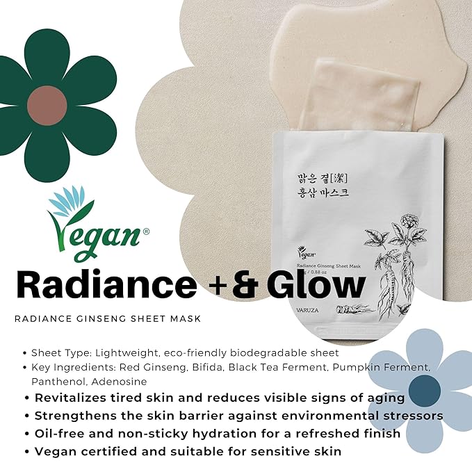 varuza Best Collection – Premium Vegan Korean Sheet Mask Set (12 Sheets) | Firming, Hydration & Glow | Clean Beauty, EWG & Vegan Certified
