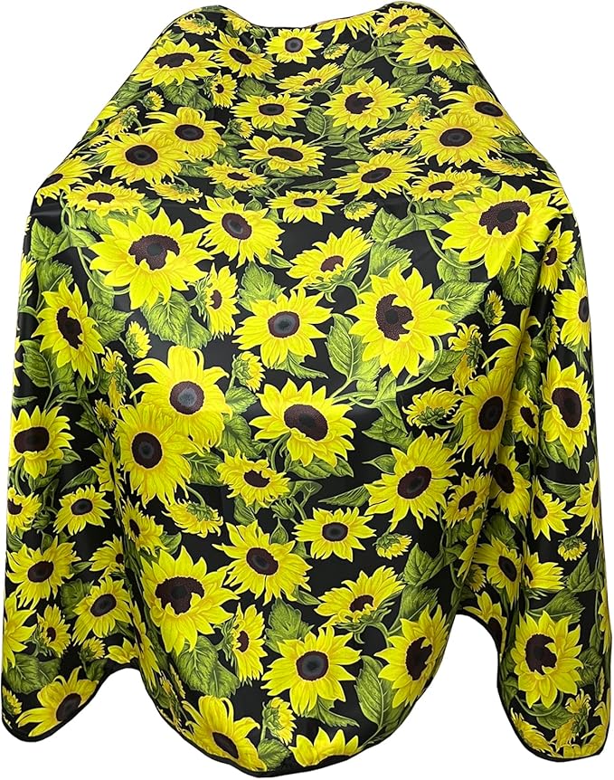 Salon Cape for Women, Hair Cutting Cape with Snaps, Professional Large Barber Stylist Hairdresser Cape, Waterproof & Light Weight & Machine Washable- 63”× 56”(Sunflower)