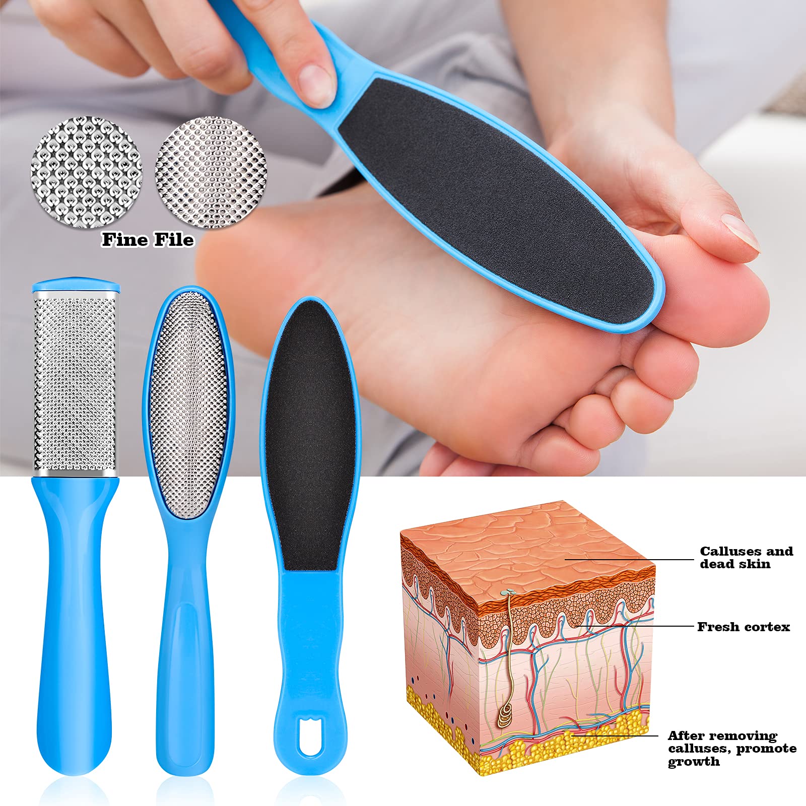 Pedicure Kits - Callus Remover for Feet, 23 in 1 Professional Manicure Set Pedicure Tools Stainless Steel Foot Care, Foot File Foot Rasp Dead Skin for Women Men Home Foot Spa Kit, Blue23