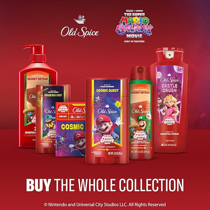 Old Spice Body & Face Wash for Men, x The Super Mario Galaxy Movie, 3X Defense, 24/7 Shower Fresh with Long Lasting Scent, Smell Super with Brooklyn Bounce, Smashed Fruit Scent, 24 oz