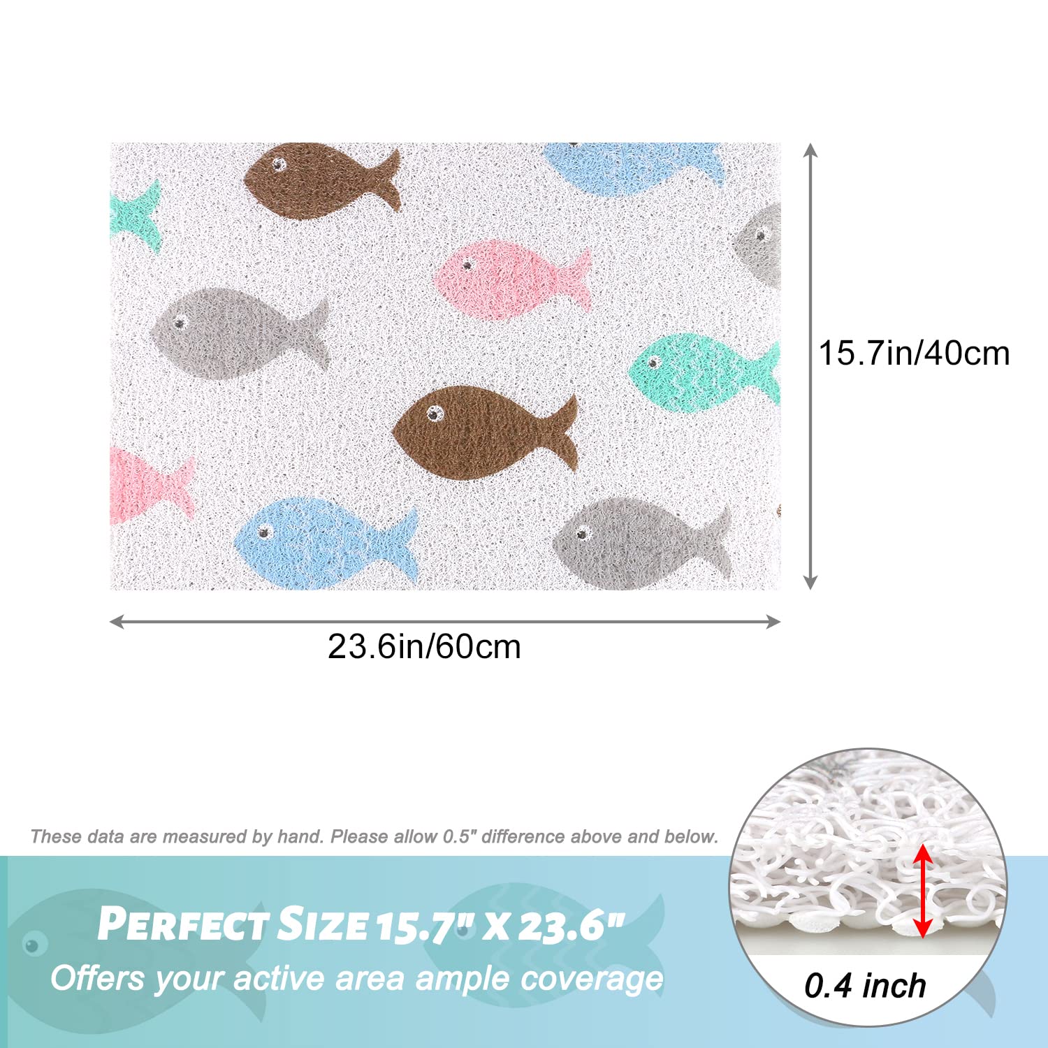 Shower Mat Non-Slip, Soft Comfort Bath Mat with Drainage Holes, PVC Loofah Massage Bathmat for Shower,Tub,Bathroom,Wet Areas, Quick Drying