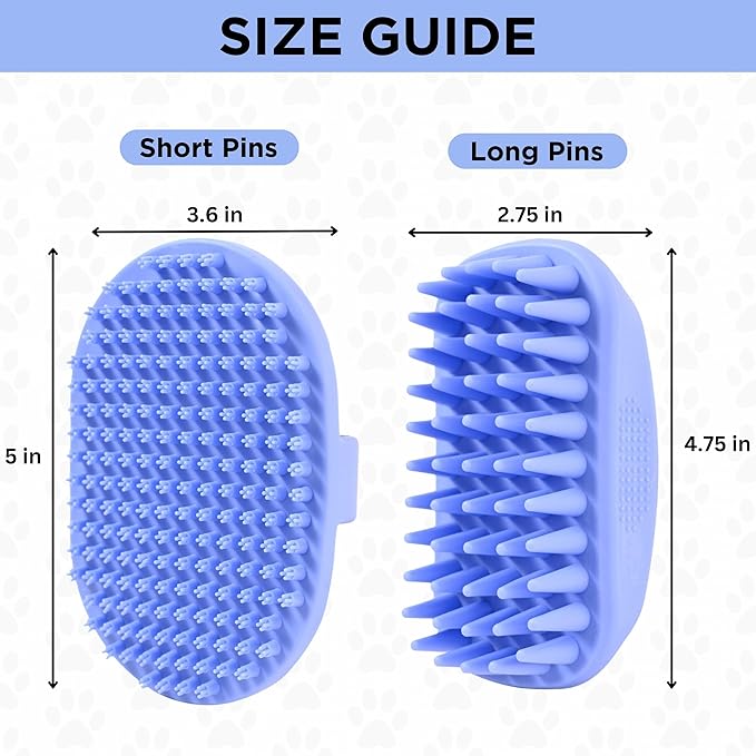 Dog Grooming Bath Brush, Pet Rubber Brush for Shower Scrubbing & Soothing Massage, Ideal for Long & Short Haired Dogs and Cats, Essential Puppy Accessories, 2 Pack [We Love Doodles]