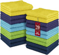 DecorRack 100% Cotton Washcloths 12x12 in, Assorted Set 3 (20 Pack)