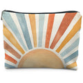 RYYCDOI Vintage Boho Colorful Sun Sunrise Sunset Makeup Bag, Sunshine Gifts Cosmetic Bags for Women, Boho Gifts for Women, Retro Mid Century Modern Art Zipper Makeup Pouch