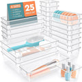 SpaceHacks 25 PCS Plastic Drawer Organizer, 4-Size Versatile Organizer Trays & storage Bins