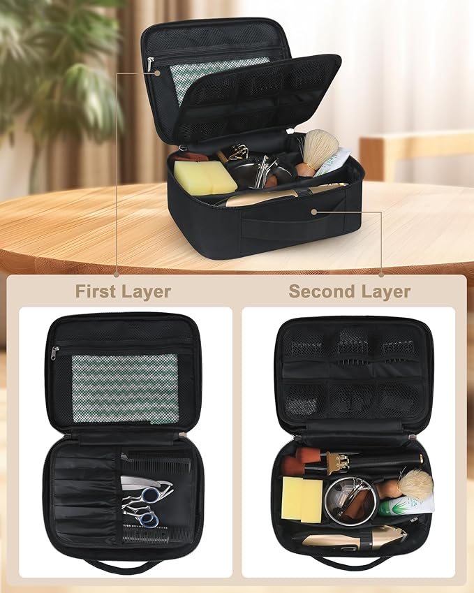 Meiiy Barber Tool Bag, Large Hair Clipper Bag, Black