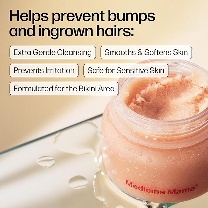VMAGIC by Medicine Mama Grooming Polish – Natural Sugar Exfoliating Scrub – Preps Skin & Body for Grooming, Helps Prevent Ingrown Hairs – Brazilian Wax & Bikini Shave Aftercare – 4.5 oz