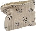 Gardsell Cosmetic Bags for Women - Corduroy Cosmetic Bag Aesthetic Women Handbags Purses Smile Dots Makeup Organizer Storage Makeup Bag Girls Case Bags (A-Beige)