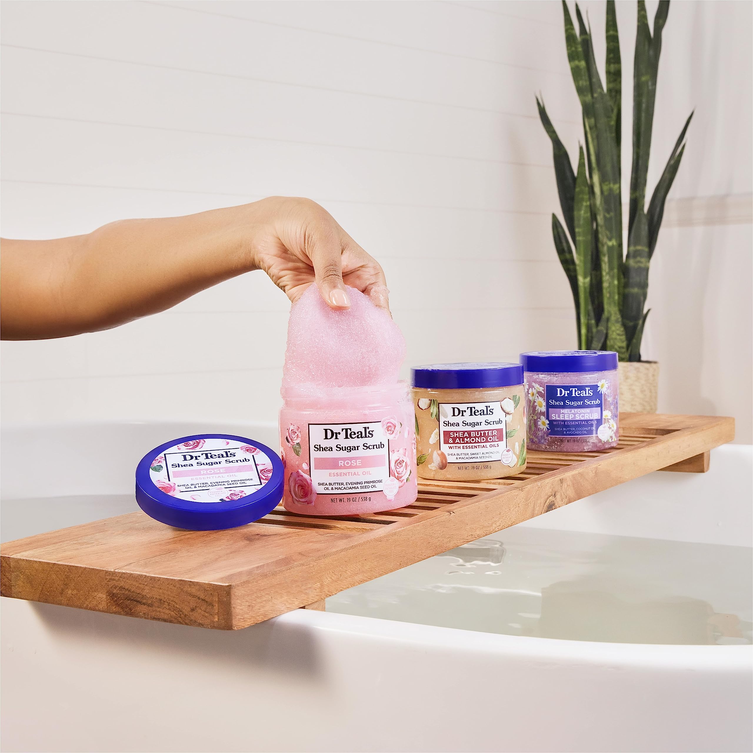 Dr Teal's Shea Sugar Body Scrub, Shea Butter with Almond Oil & Essential Oils, 19 oz (Pack of 3)