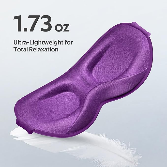 Vynix® Sleep Mask for Women Men - 100% Blackout Eye Masks for Sleep - 3D Soft Sleeping Mask for Side Sleepers - Zero Pressure Lash Extensions Eye Cover Shade for Airplane Travel Essentials, Purple