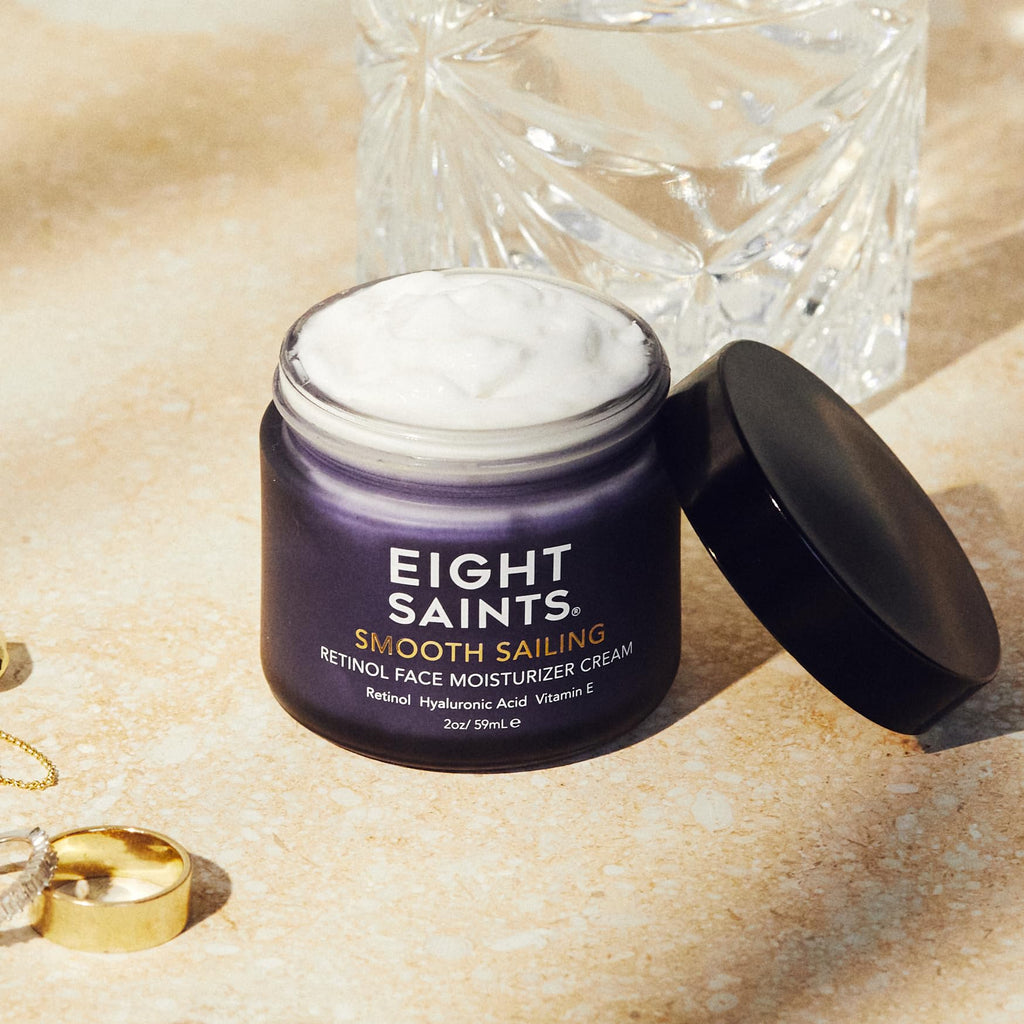 Eight Saints Retinol Facial Moisturizer Cream, For Firming Face, Neck & Eye Wrinkles and Lines, Deep Hydrating Lotion, Fragrance-Free, with Retinol, Hyaluronic Acid, and Vitamin E, 2 Ounces