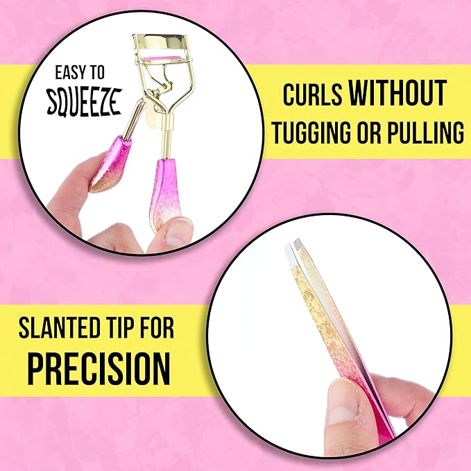 Eyelash Curler & Tweezer Set - 2pc Lash Kit w/Precision Lash for Women