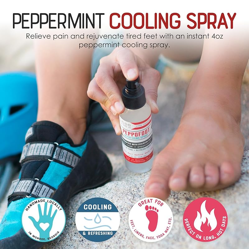 Rinse Bath & Body Peppofoot Natural Cooling Foot Spray for Sore, Tired Feet, Peppermint & Tea Tree Essential Oil Mist, Handmade, 4 fl oz