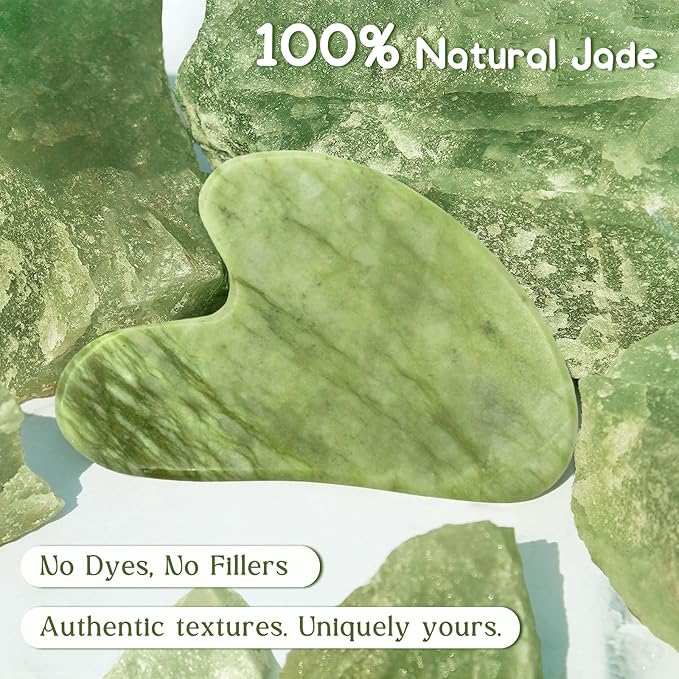 Flagest Jade Gua Sha Facial Tool,100% Genuine Guasha Stone