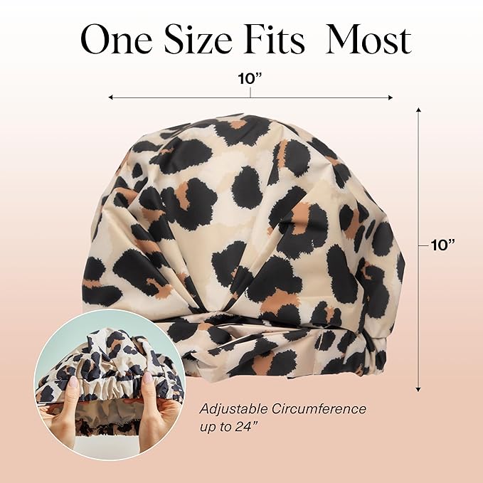 Kitsch Luxury Large Shower Cap for Women - Leopard
