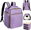 ahzske Nail Polish Organizer Backpack Holds 126 Bottles& Nail Lamp, Extra Large Nail Kit Supplies Organizer Bag with 3 Removable Cases, Portable Nail Organizers and Storage for Travel (Noble Purple)