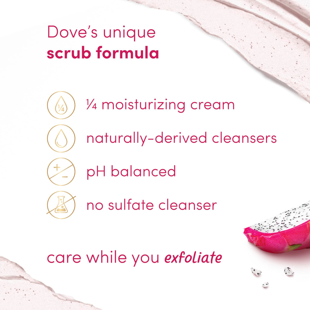 Dove Body Scrub Dragon Fruit & Coconut Cream Body Scrub Exfoliates and Deeply Nourishes for Smooth, Radiant Skin 15 oz