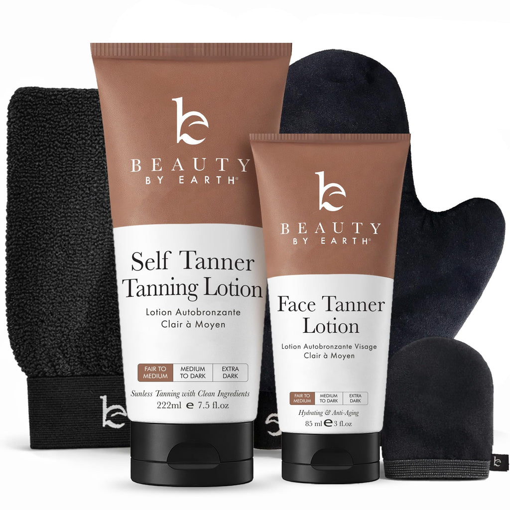 Tanning Lotion Self Tanner Kit - USA Made with Organic, Natural Ingredients
