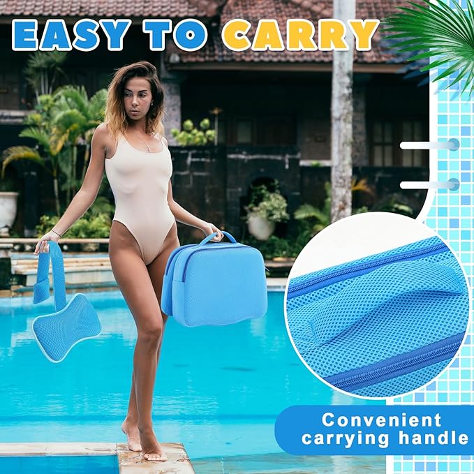 Yerliker 1 Pcs Foldable Hot Tub Booster Seat for Adults Adjustable 2 Heights up to 6.3" with Bath Pillow Weighted Spa Cushion 3D Air Mesh Inflatable Hot Tub Seat Accessories for Spa Bathtub Pool