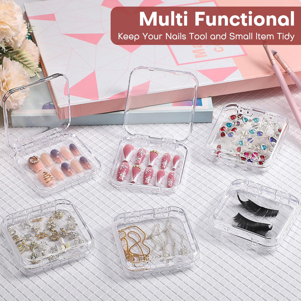 27PCS Press on Nail Boxes with 5M Nail Tape, Acrylic Fake Nail Storage Case