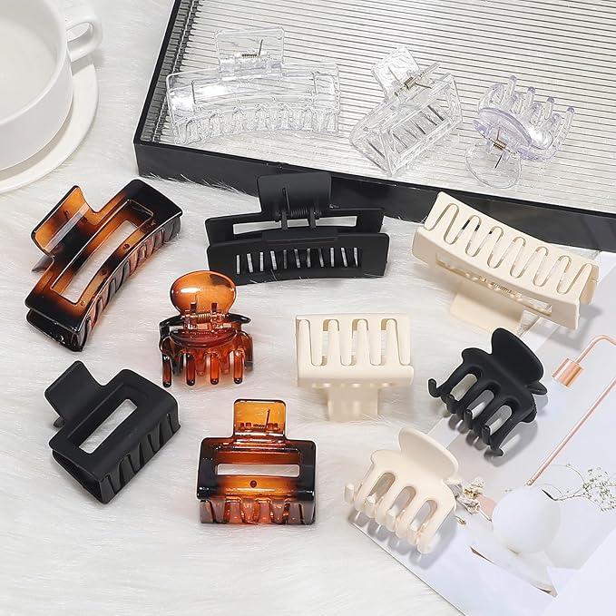 SMKSL 3 Styles Hair Clips for Women Small Medium Big Claw Clips for Thin Thick Hair 12 Pcs Hair Claw Clips Hair Clips Combination Hair Accessories for Women (Transparent)