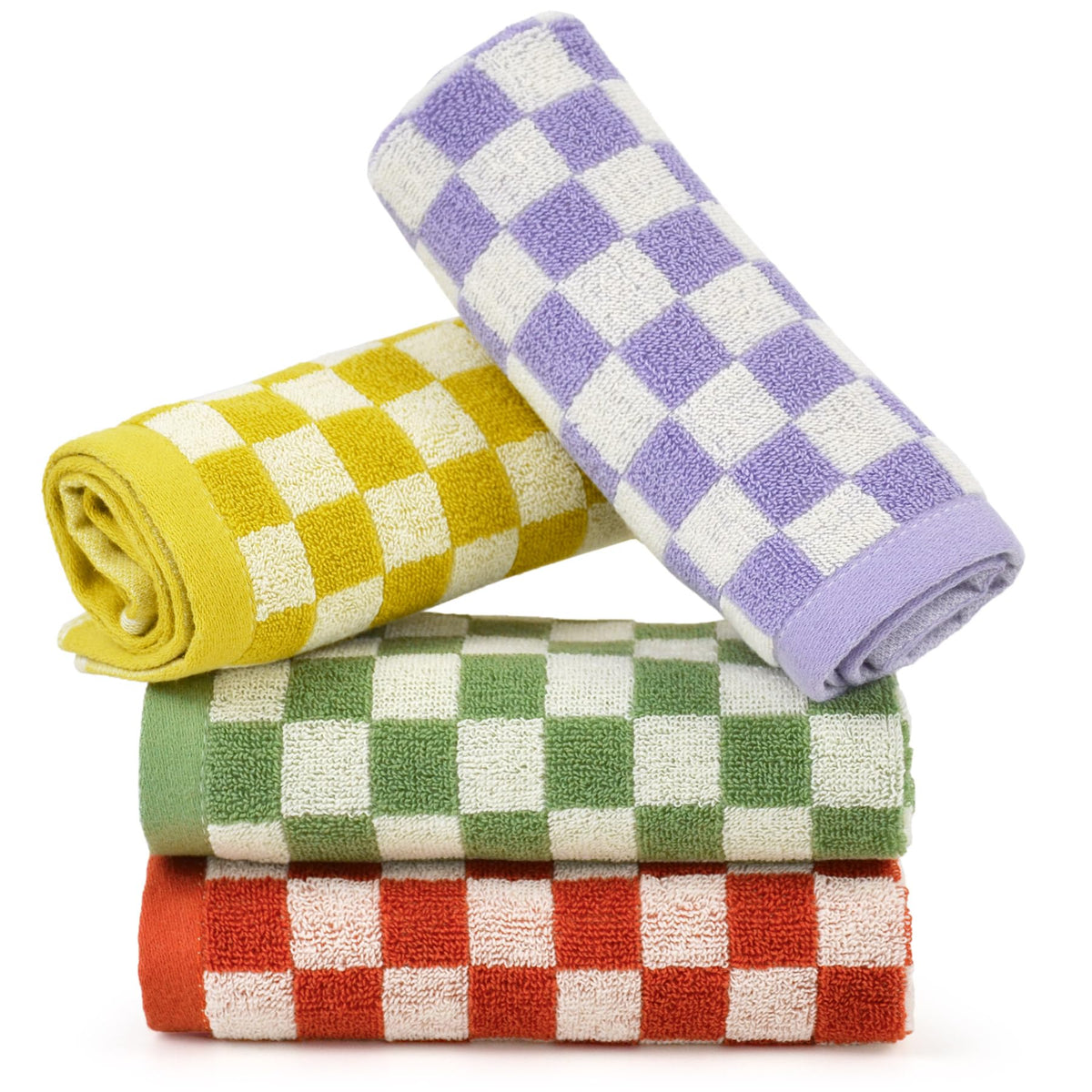 Jacquotha Cotton Washcloth 12 Pack (Lilac Checkered)