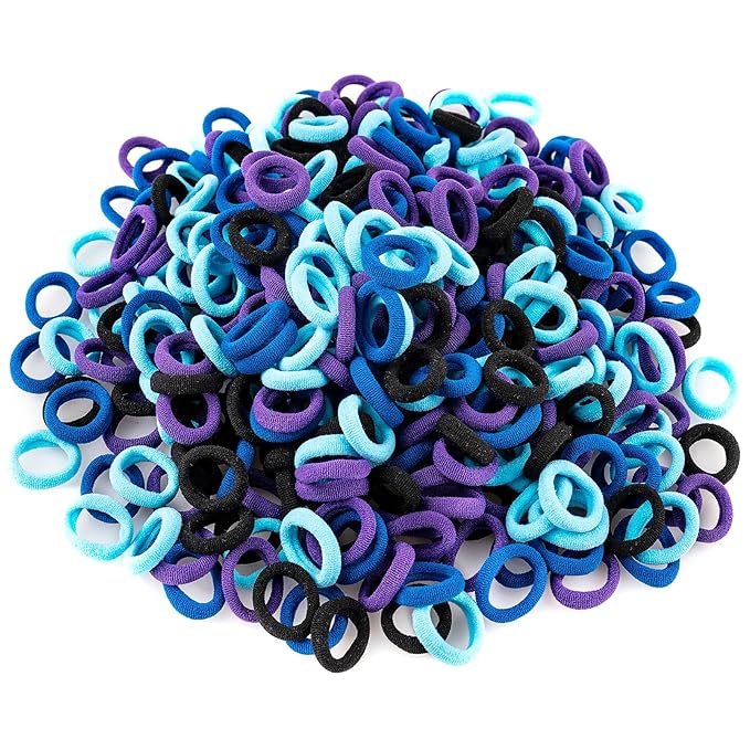 400 PCS Baby Hair Ties – No Damage Elastic Ponytail Holders, Soft Seamless Multicolor Hair Bands for Toddlers and Girls, Baby Hair Accessories (Mixed blue)