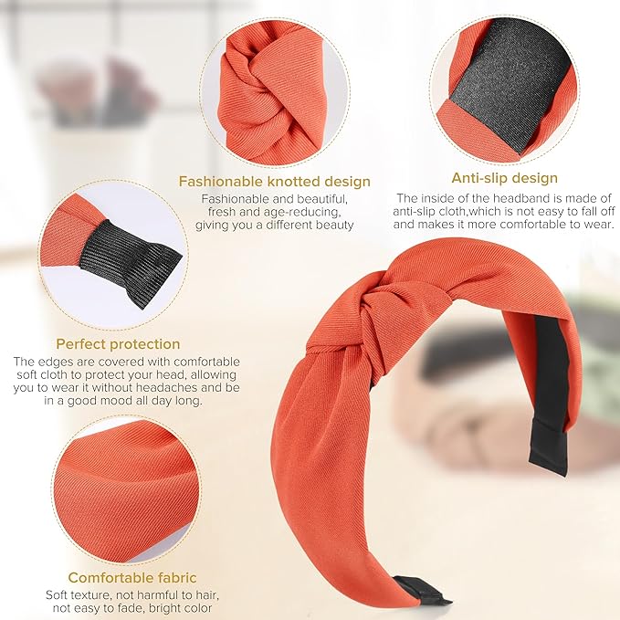 DiyJibb Headbands for Women Girls - 6PCS Stylish Top Knotted Headbands - Knotted Headband for Women - Head Bands Wide Hairband Hair Accessories