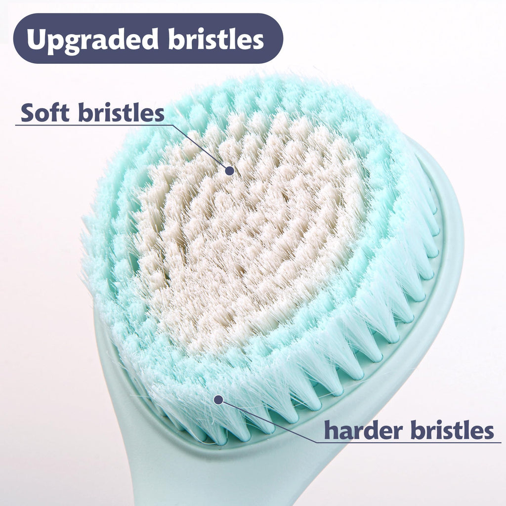 BEDELITE Back Bath Brush Long Handle for Shower of 2 - Soft Shower Brush for Men & Women,Back Brush Scrubber - 16.4" Long Skin Exfoliator for Bath Scrubber Body Brush（Blue & Blue）