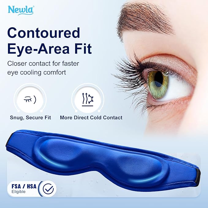 Contoured Cooling Gel Eye Mask: Snug-Fit Cold Compress for Puffy Eyes, Migraine & Sinus Pressure