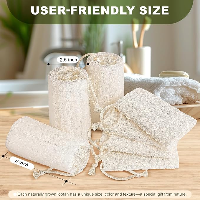 Createjoya 7 Pack Natural Loofah Sponge Exfoliating Body Scrubber 5 Inch