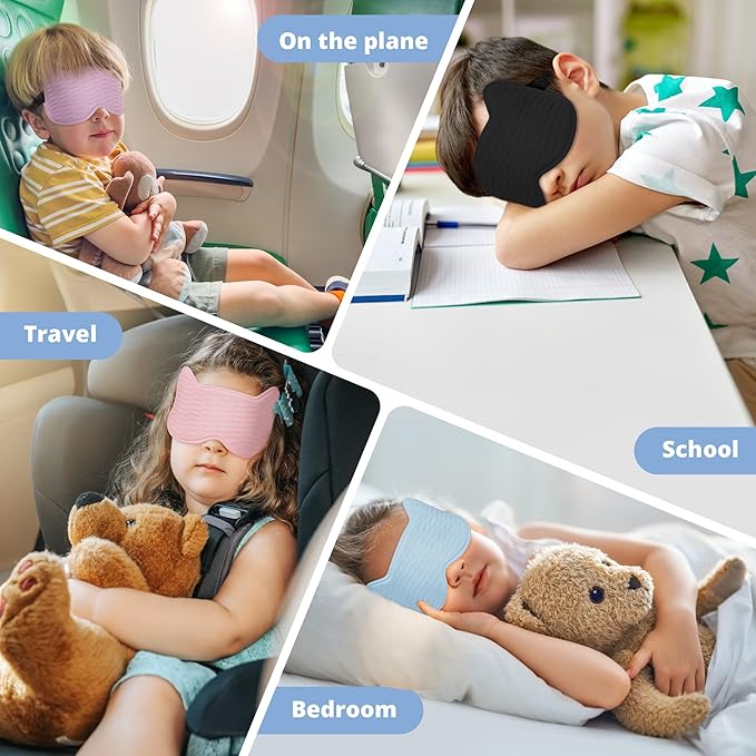 Kids Sleep Mask for Sleeping – Soft 3D Contoured Eye Mask for Kids, Comfortable No-Pressure Eye Cover with Memory Foam for Travel, Naps & Airplane, Boys & Girls (Blue)
