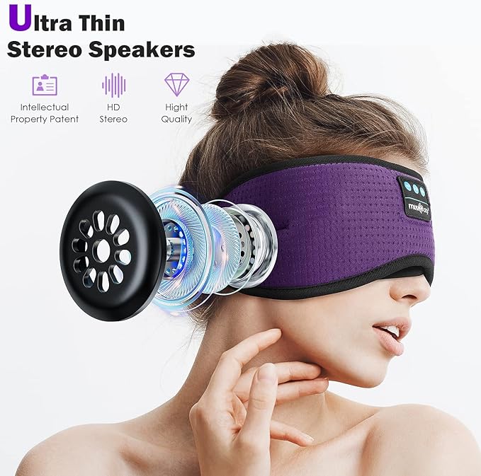MUSICOZY Sleep Headphones, Bluetooth 5.4 Sleep Mask Headband Headphones Sleeping Eye Mask, Wireless Music Earbuds Earphones with HD Stereo Speakers for Side Sleepers, Cool Gadgets Unique Gift
